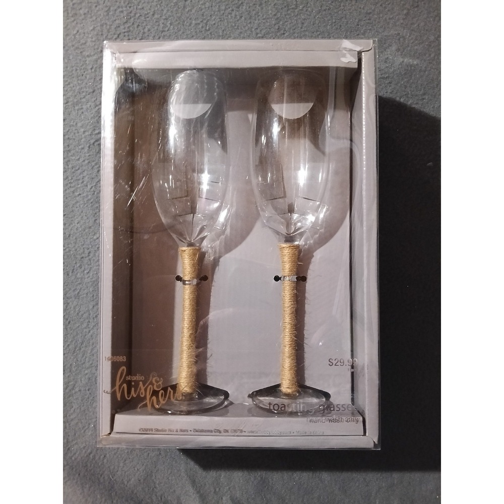 Studio His & Hers Rustic Champagne Flutes Toasting Glasses Set of 2 Wedding Gift